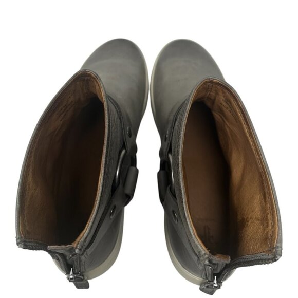 Frye Lena Harness Grey Distressed Leather Platform Bootie 8.5 Equestrian Comfort - Picture 5 of 13